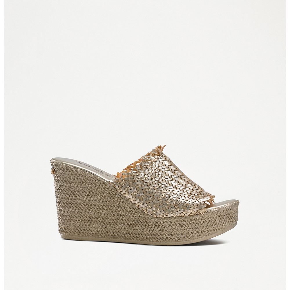 Russell and Bromley LIBERTINE Weave Wedge Mule in metallic
