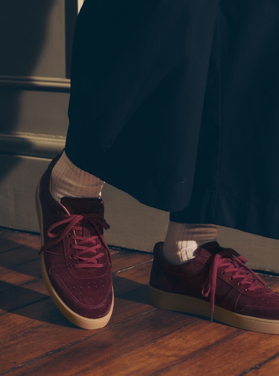 Suede burgundy Russell and Bromley sneakers; Rebound