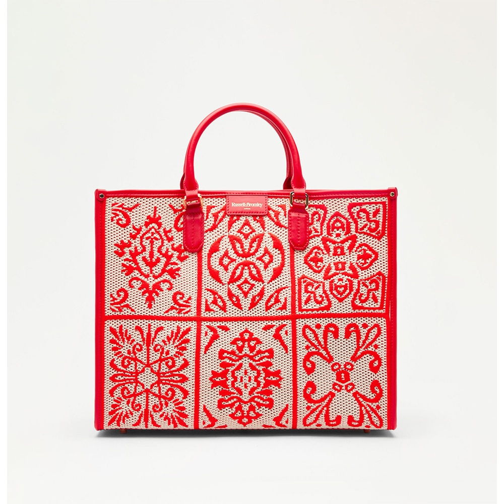 Gemini - Woven tote in red/natural