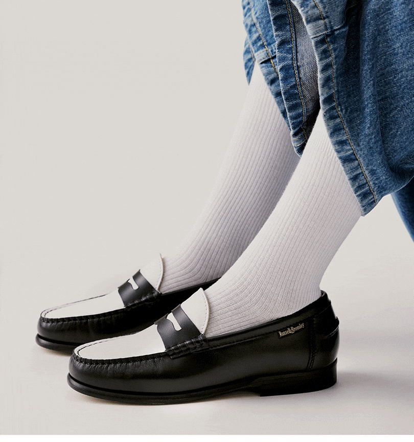 black and white women loafer