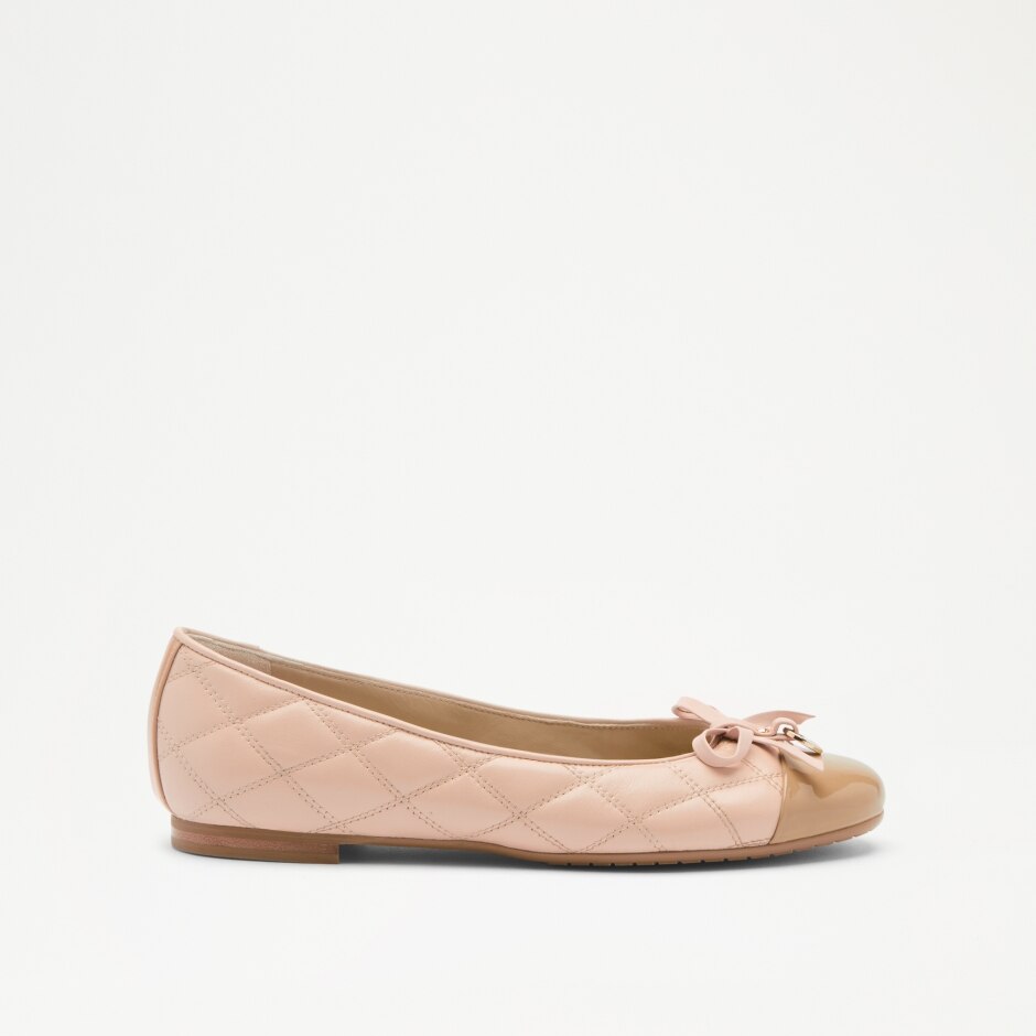 CHARMING Quilted Ballet Flat in Pink Leather Russell & Bromley