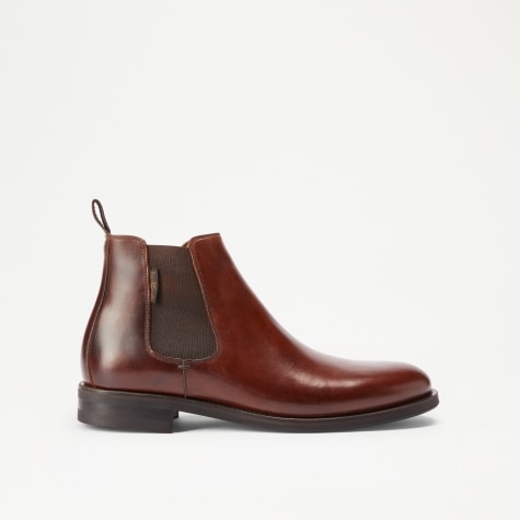 GUILDFORD Chelsea Boot in Brown Waxy Leather | Russell & Bromley