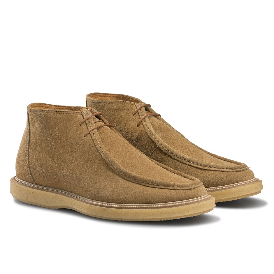 JASPER Crepe Sole Trappeur Boot in Beige Suede | Russell & Bromley