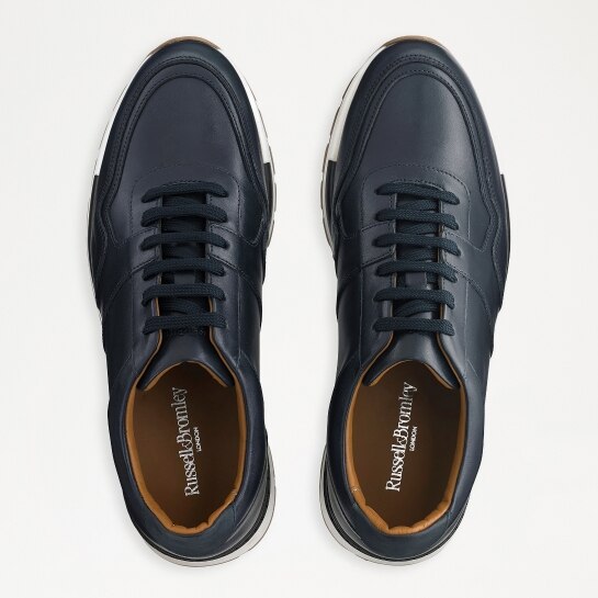LOMOND Lace-Up Sneaker in Blue Leather | Russell & Bromley