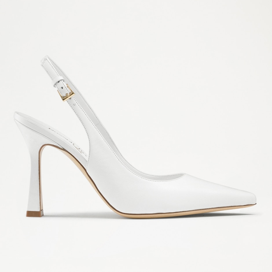 ON POINT Slingback Point Pump in White Nappa | Russell & Bromley