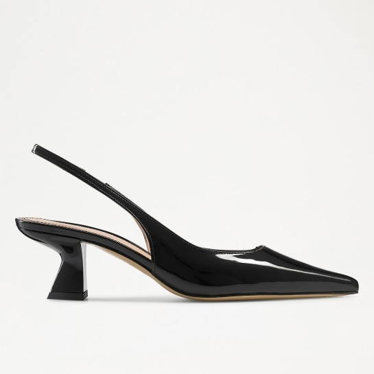 SLINGPOINT Sling Back Point Pump in Black Patent | Russell & Bromley