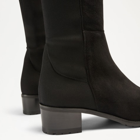 HALF FULL Knee High Boot in Black Suede | Russell & Bromley