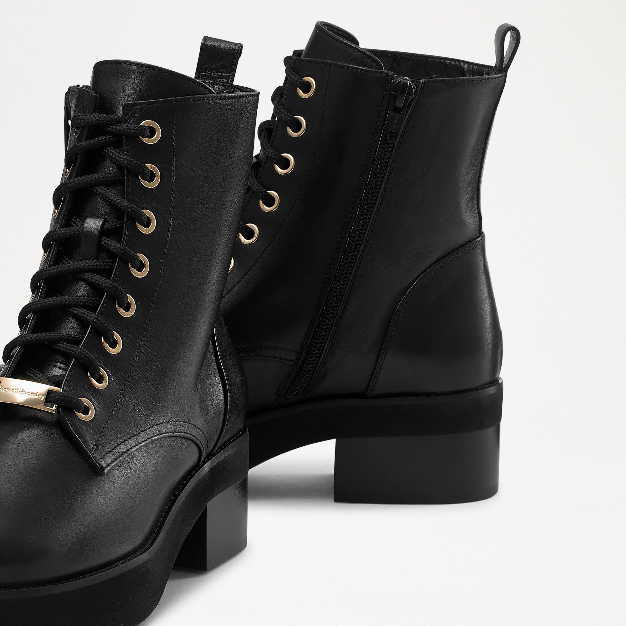 ATOM Lace-Up Ankle Boot in Black Calf | Russell & Bromley