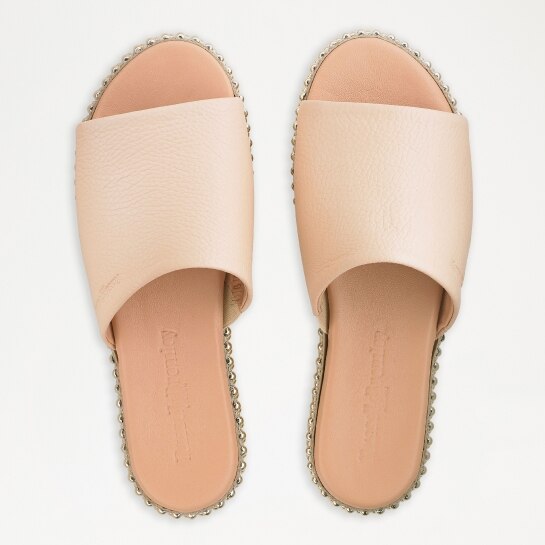 MONEYPOT Flatform Mule in Beige Leather | Russell & Bromley