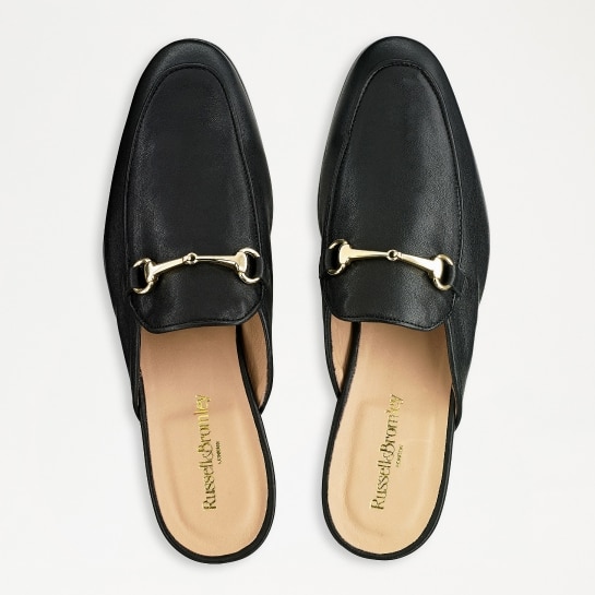 LOAFERSLIP Backless Mule in Black Leather | Russell & Bromley