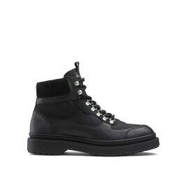 BRIGADE 6 Eyelet Lace Up Boot in Black Grained Leather | Russell & Bromley