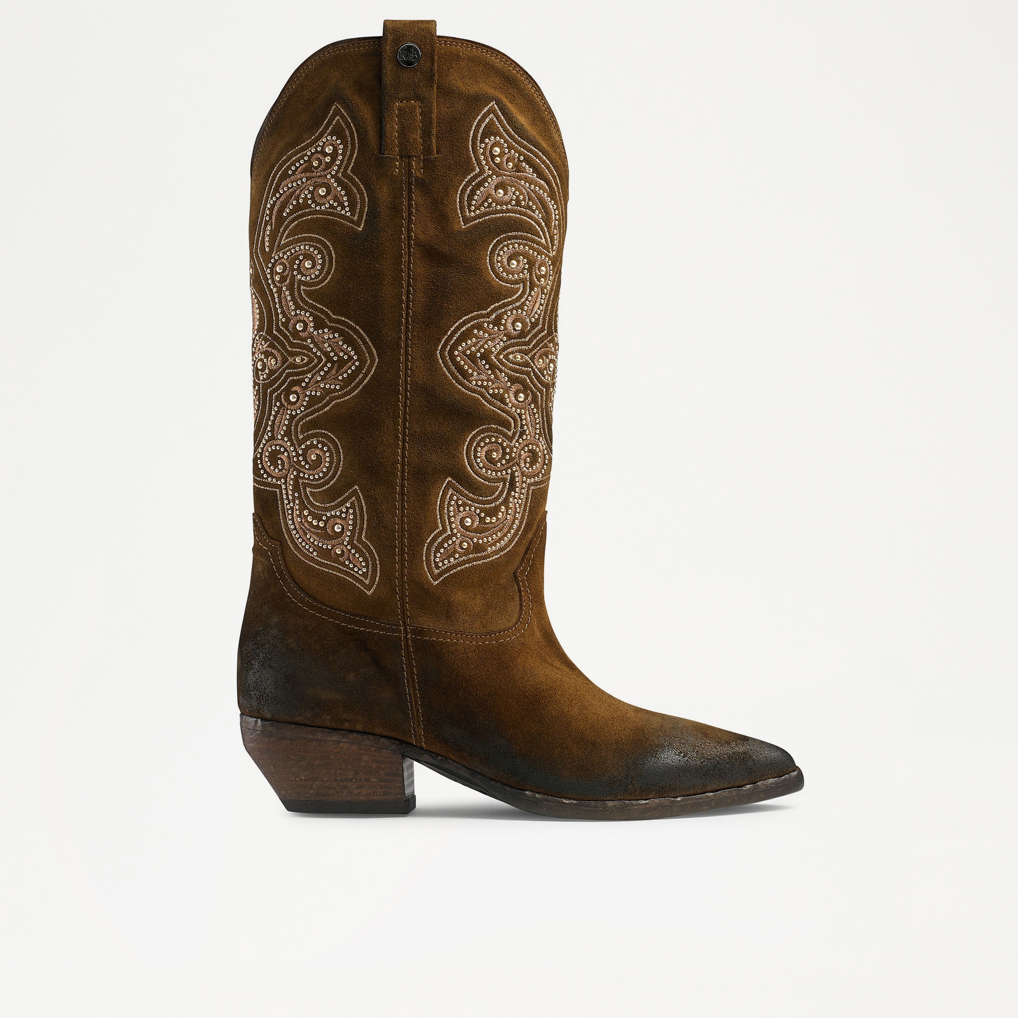 WILDWEST Embroidered Western in Tan Suede | Russell & Bromley
