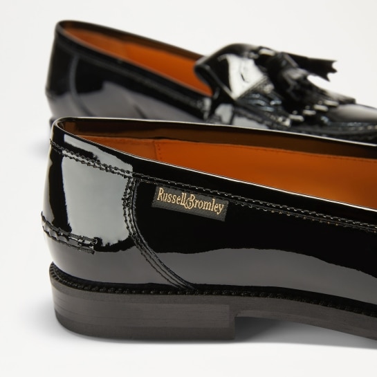CHESTER Tassel Loafer in Black Patent | Russell & Bromley