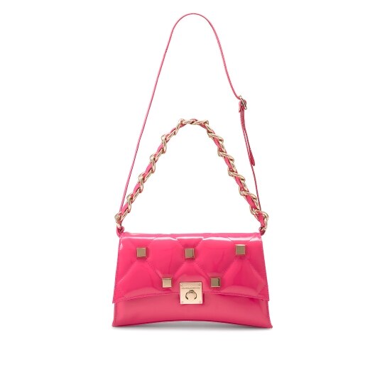 ROCKNROLL Studded Shoulder Bag in Pink Patent | Russell & Bromley