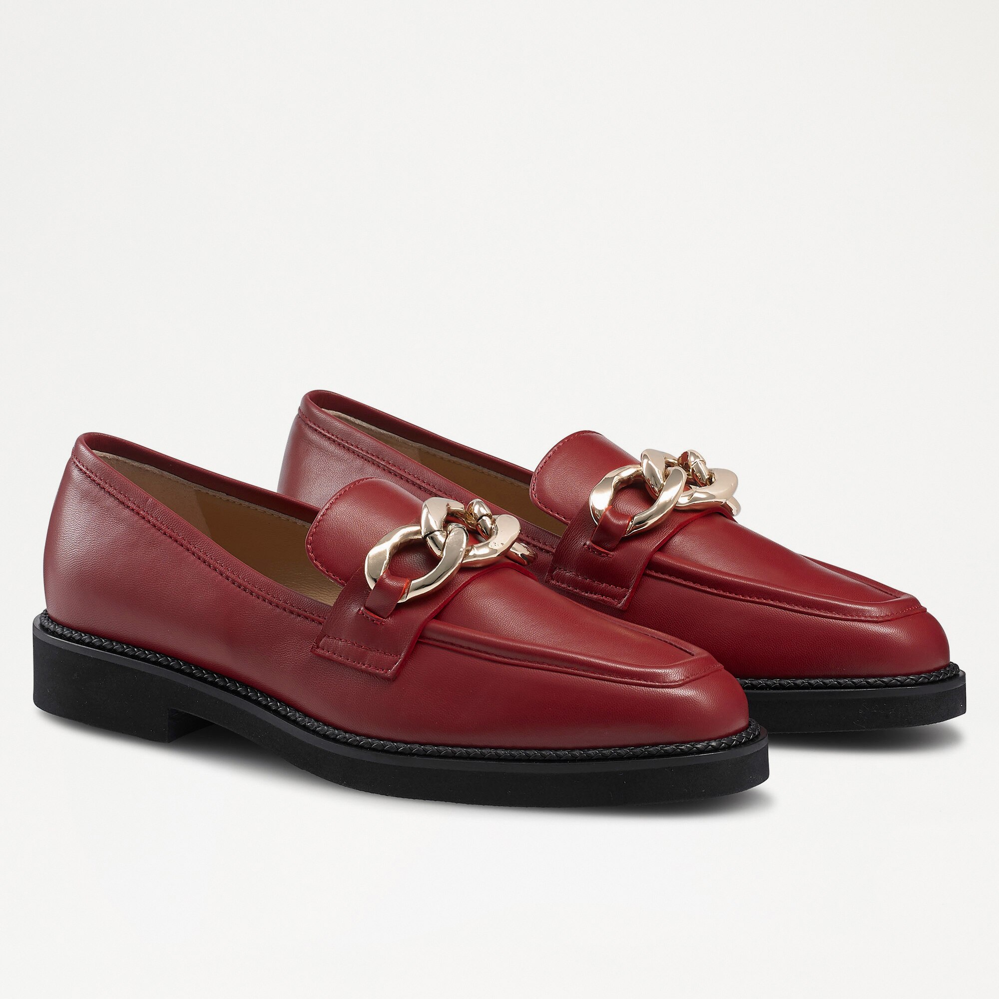 CLEOPATRA 3 Ring Loafer in Red Leather | Russell & Bromley