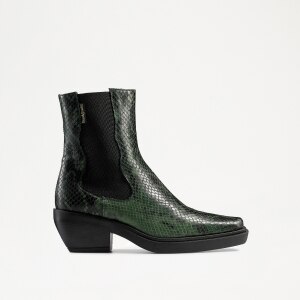 NASHVILLE Western Chelsea Boot in Green Printed Python | Russell & Bromley