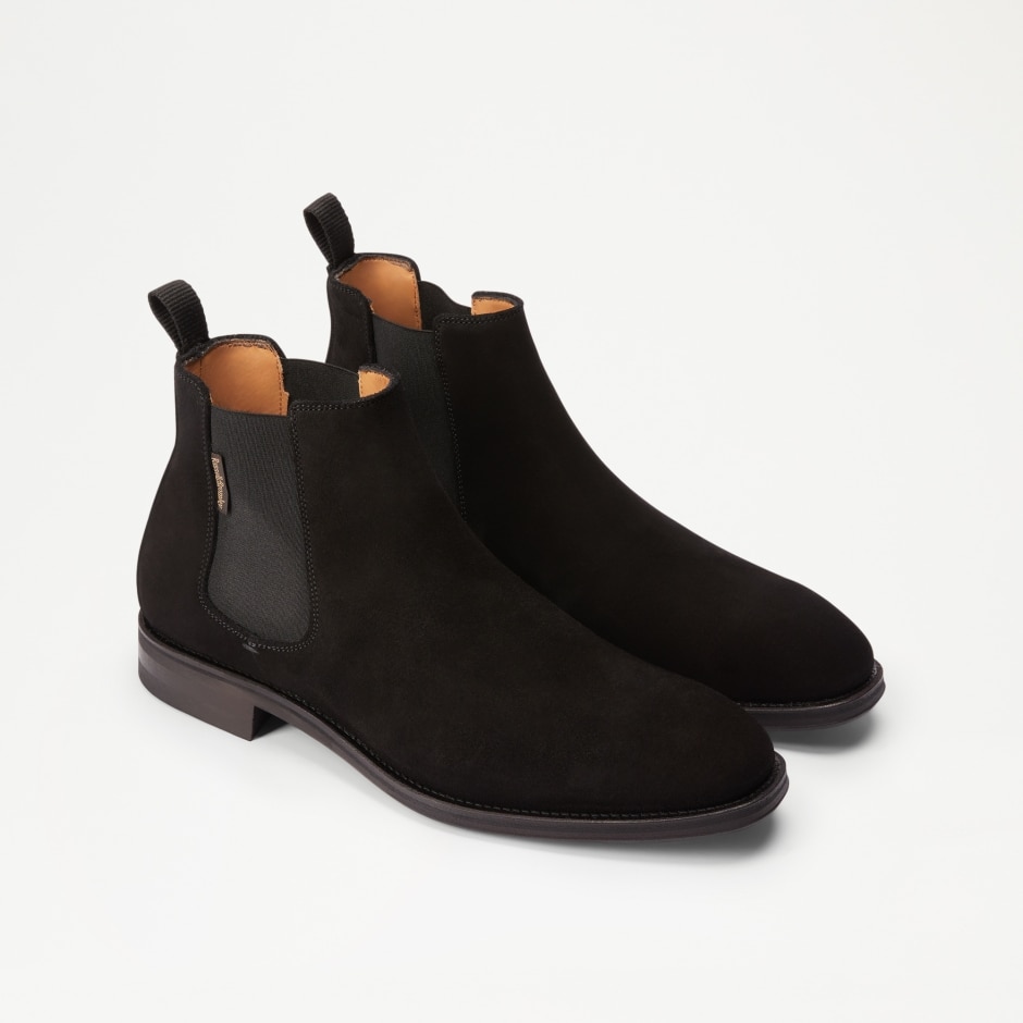 BURLINGTON Chelsea Boot in Black Suede | Russell & Bromley