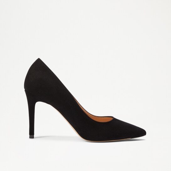 85PUMP 85mm Stiletto in Black Suede | Russell & Bromley