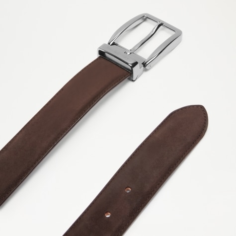 TANGO Classic Buckle Belt in Brown Suede | Russell & Bromley