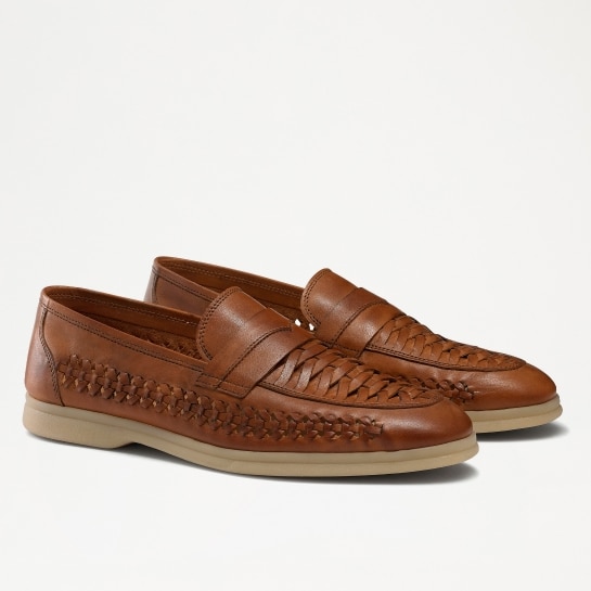 UPPERMOST Weave Detail Loafer in Brown Leather | Russell & Bromley