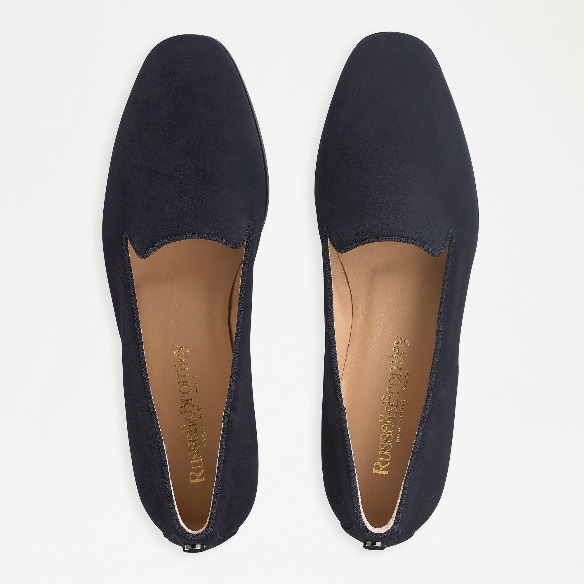 SMOKING Slipper Dress Flat in Blue Suede | Russell & Bromley