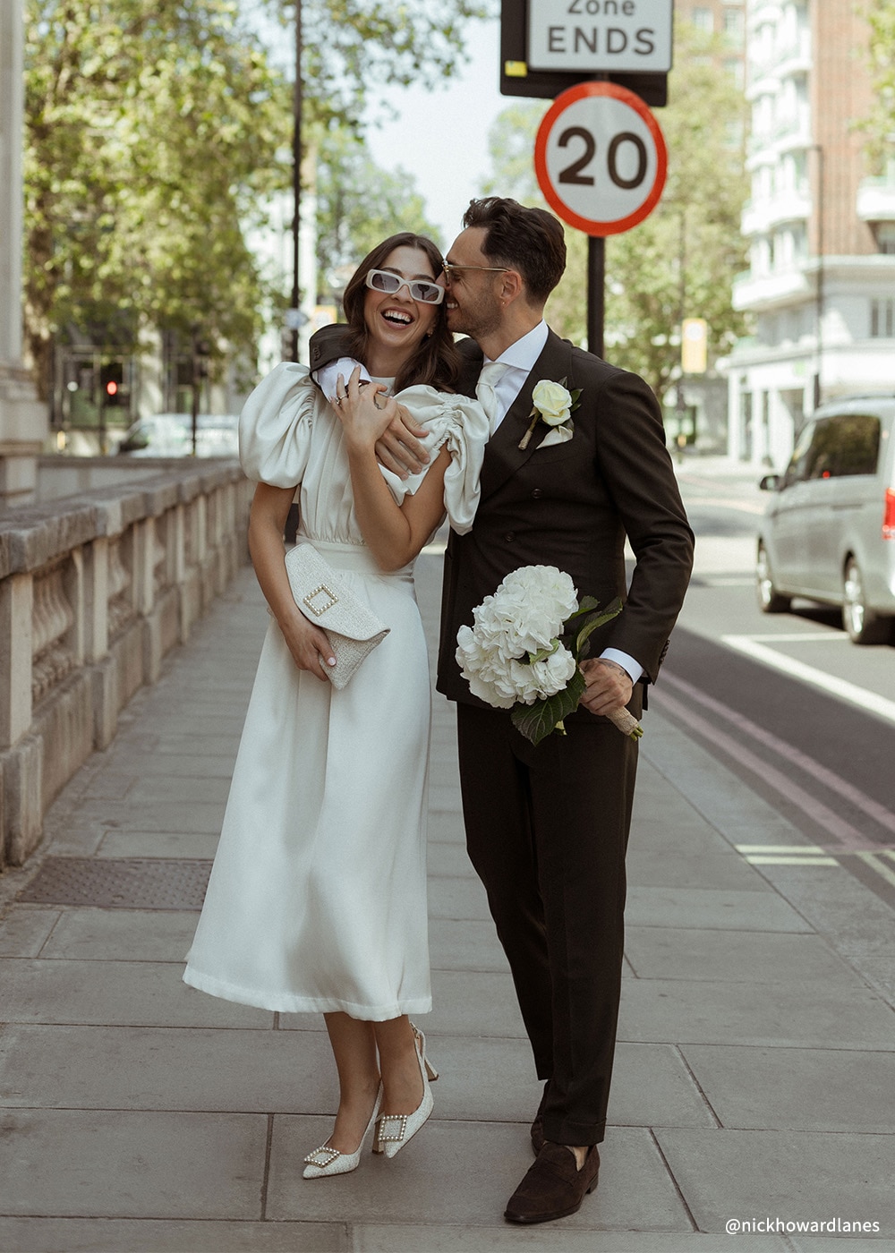 Bride and Groom on London street