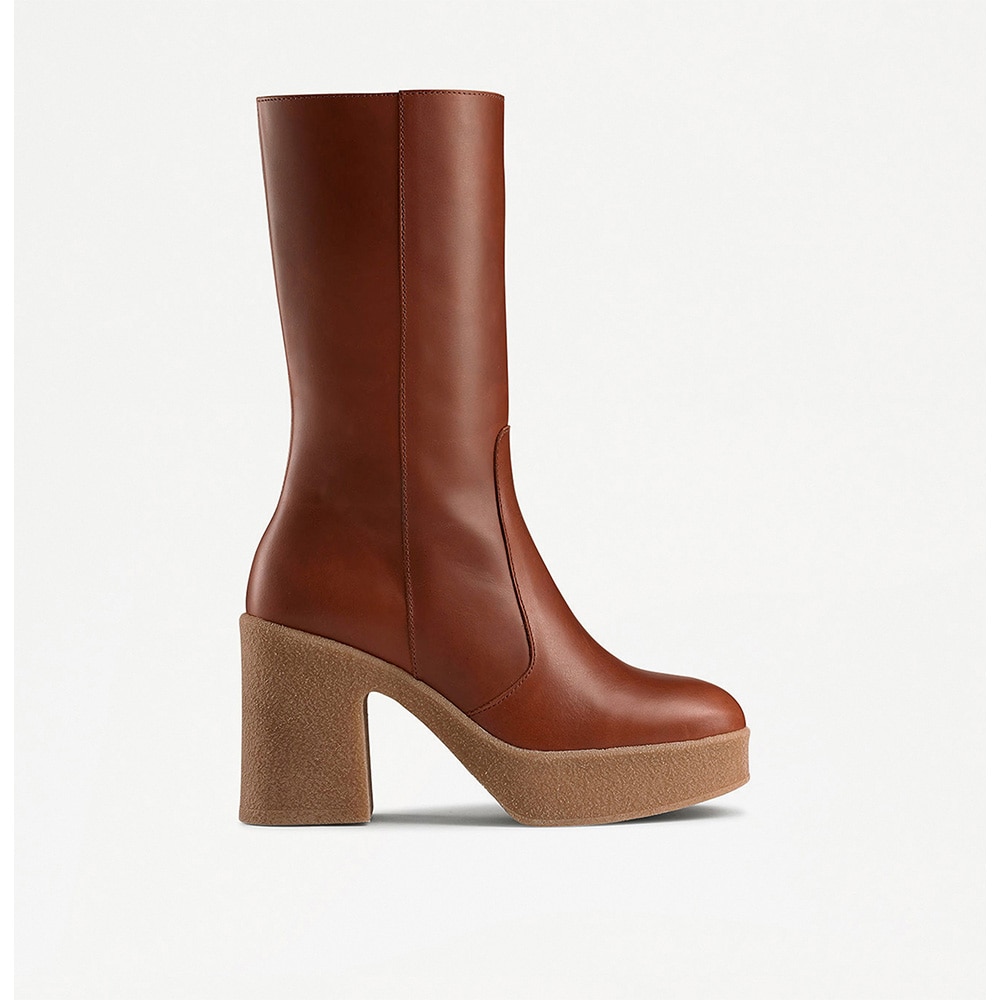 Russell and Bromley Stevie - Crepe Platform Boot in tan