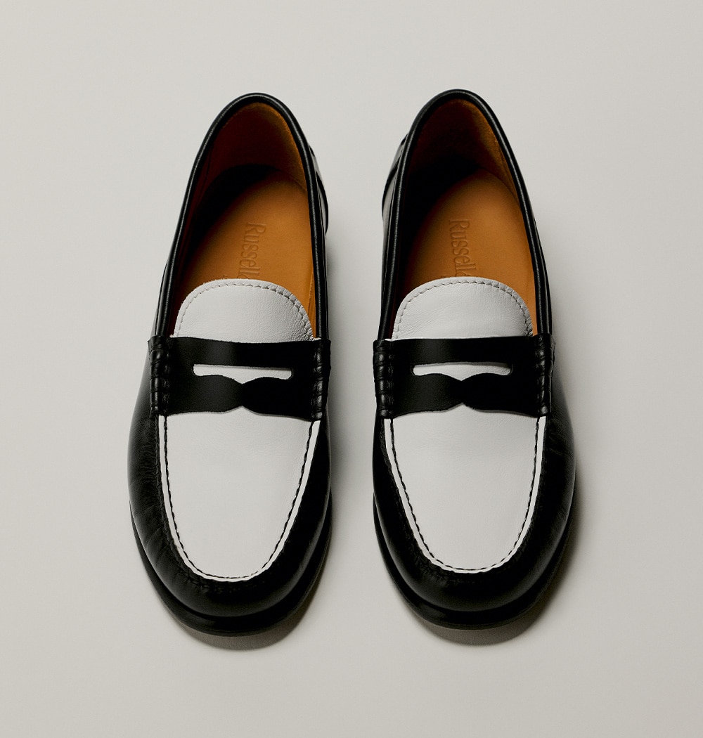 Black and white Penny loafers