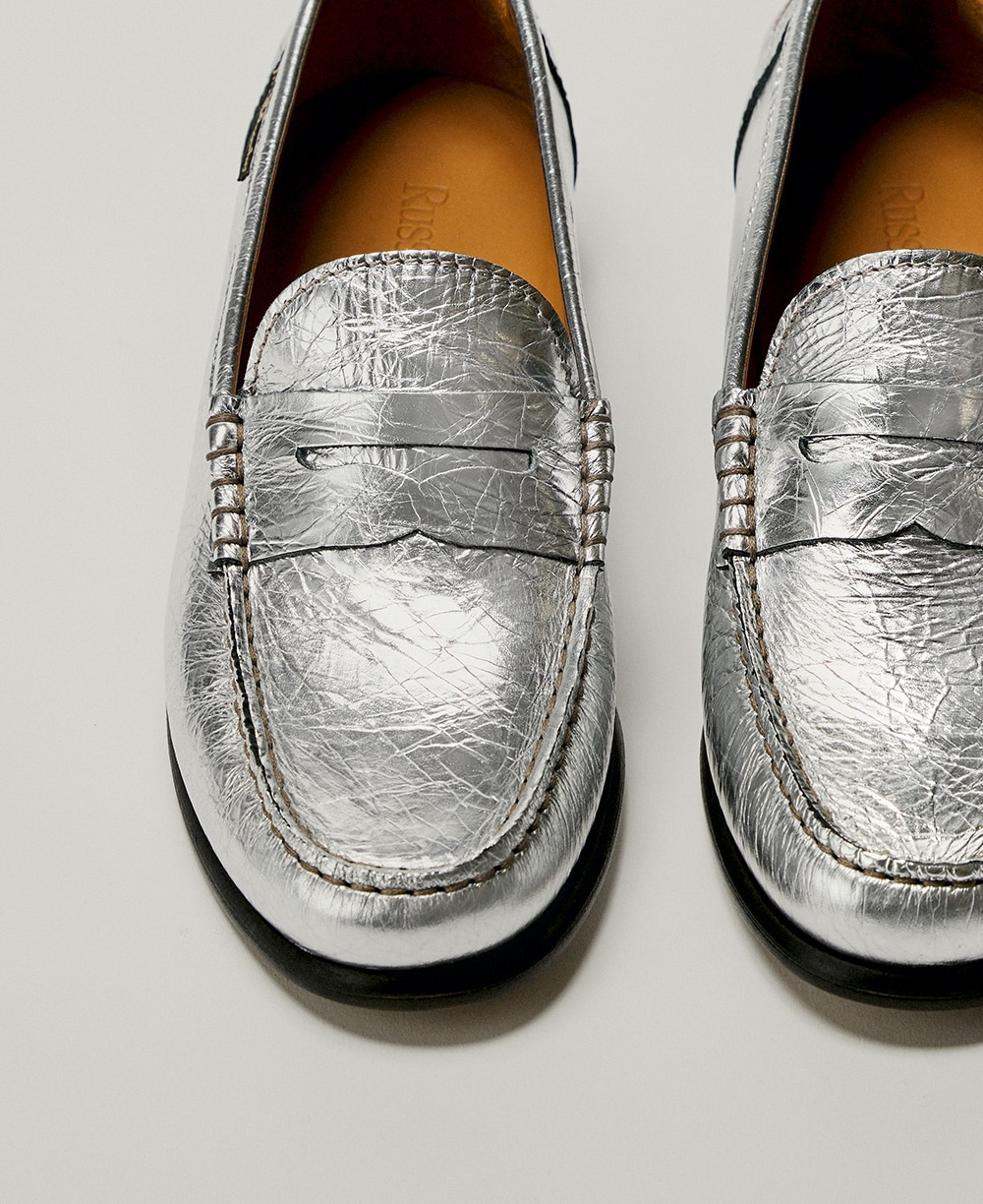 Penny loafers in silver