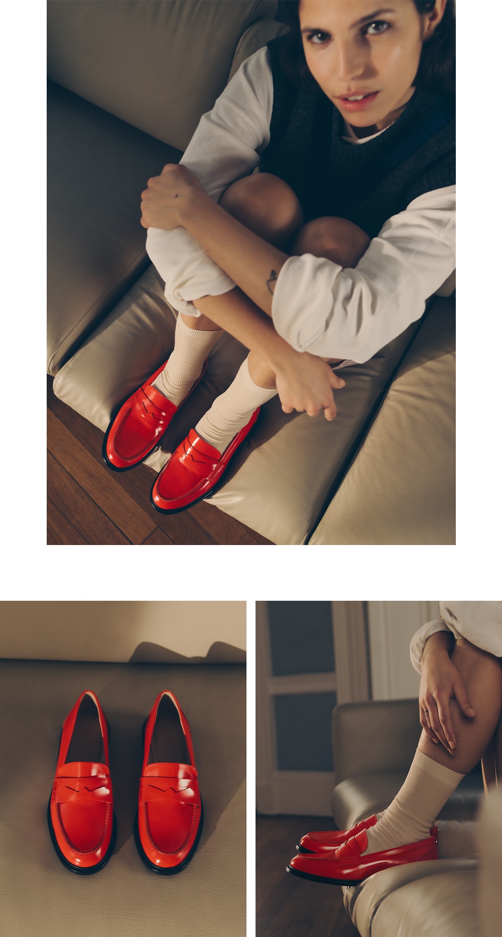 Penelope - Round Toe Penny Loafer in red