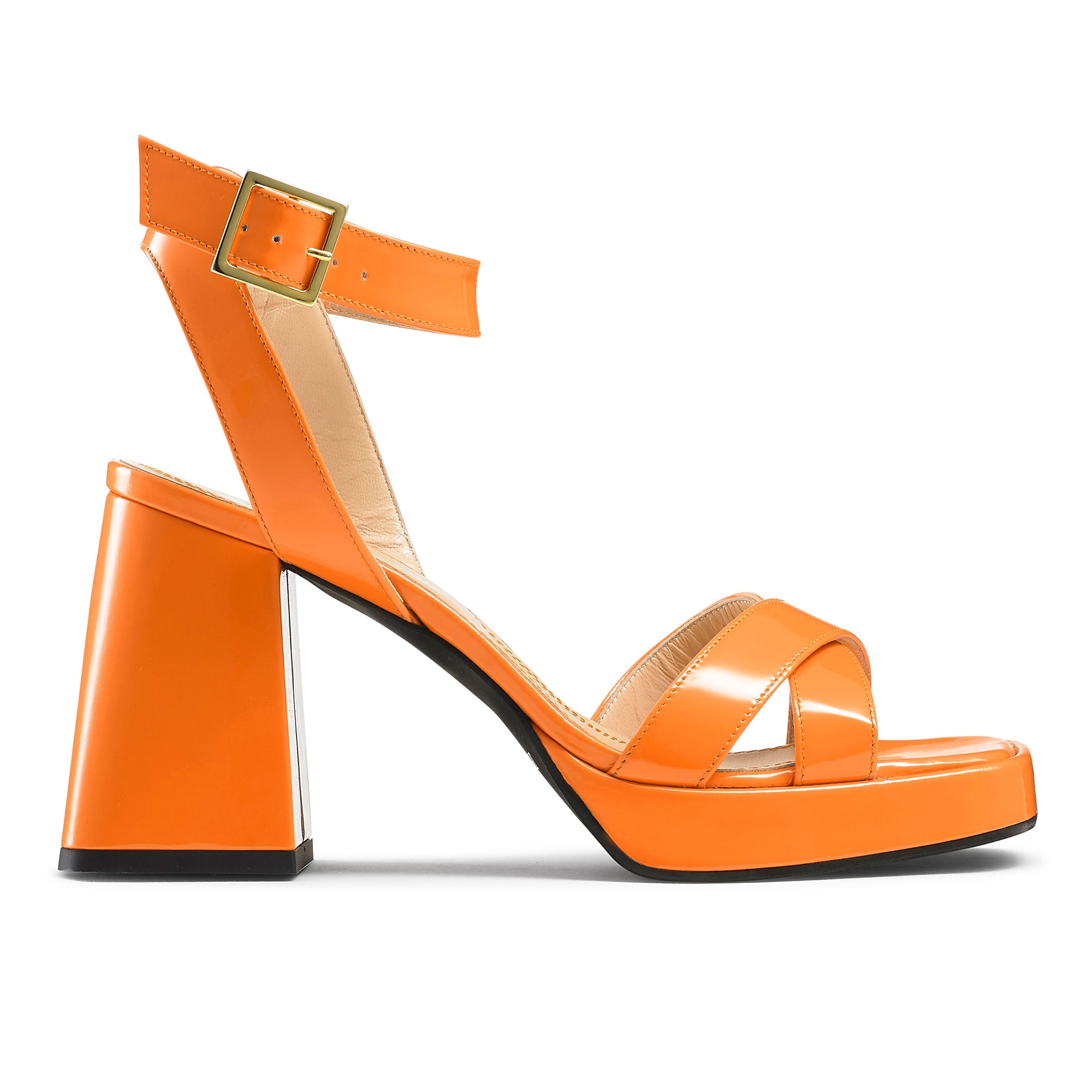 Russell and Bromley Groovybaby platform sandals in orange