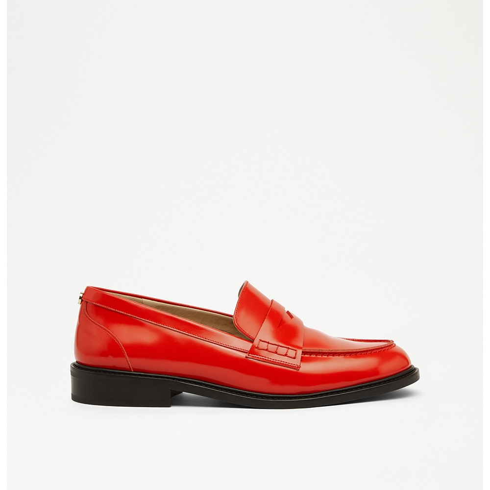 Penelope - Round Toe Penny Loafer in red