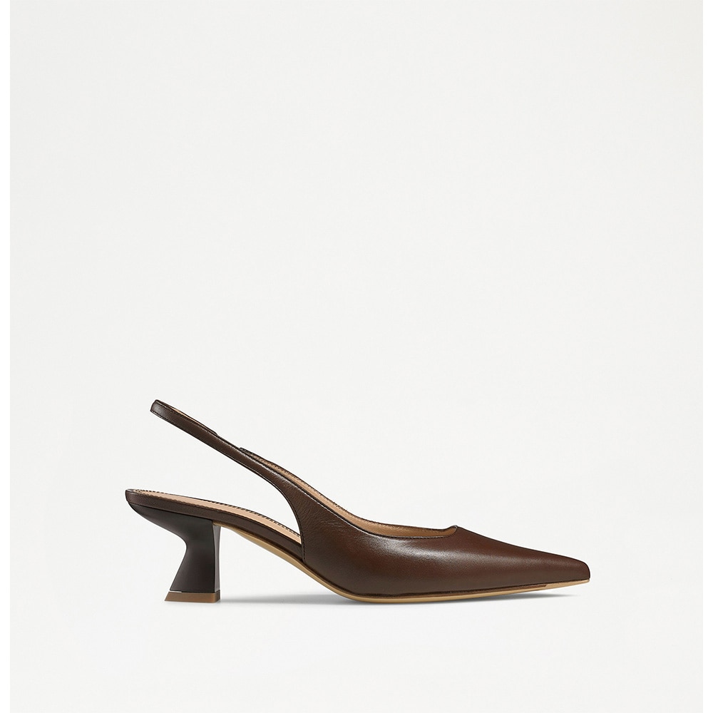 Russell and Bromley Slingpoint - women's sling back point pump shoe in brown